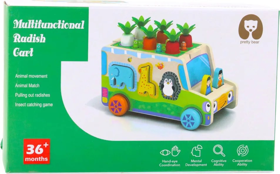 LEAN Toys Drevené edukačné auto - triedič tvarov a labyrint