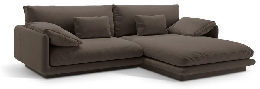 Hnedá zamatová rohová pohovka (pravý roh/s leňoškou) Torino – Micadoni