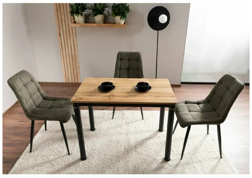 Čierny jedálenský stôl DAMAR 100x60 cm, dekor dub artisan