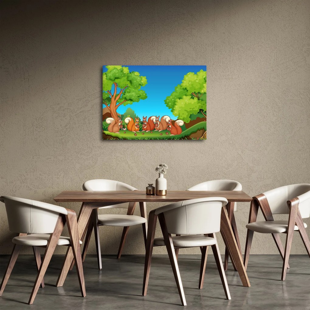 Obraz - Veselé veveričky (70x50 cm)