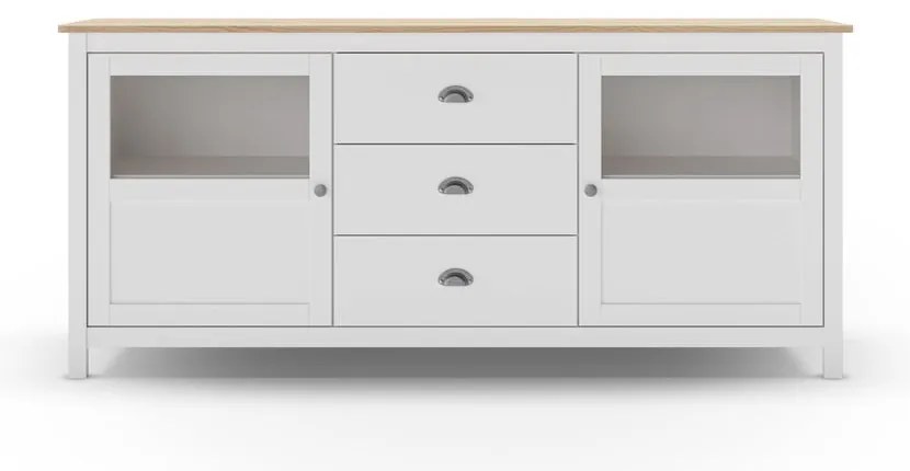Biela nízka komoda z borovicového dreva 180x80 cm Misti – Marckeric
