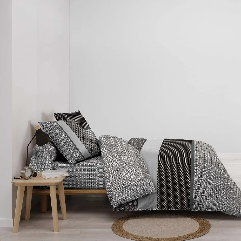 Čierno-biele bavlnené obliečky na dvojlôžko/predĺžené s plachtou/6-dielne 240x220 cm Meiko – douceur d'intérieur