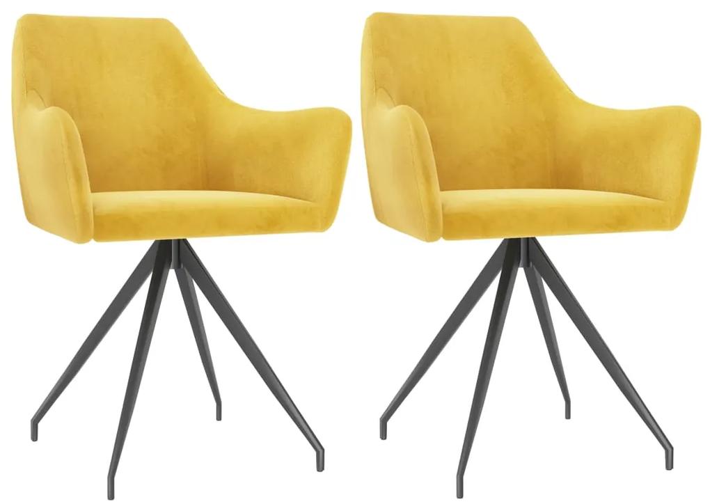 vidaXL Jedálenské stoličky 2 ks, žlté, zamat