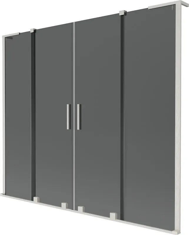 Mexen Velar L Duo, 2-krídlová posuvná vaňová zástena 170 x 150 cm, 8mm šedé sklo, brúsená oceľ, 896-170-003-42-97