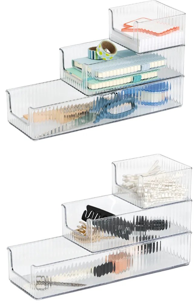 Zeller Present Stohovateľné organizéry transparentné, 3ks v sade PETITE