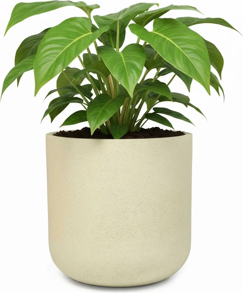 Okrúhly kvetináč CHICO, sklolaminát, priemer 40 x výška 40 cm, krémový