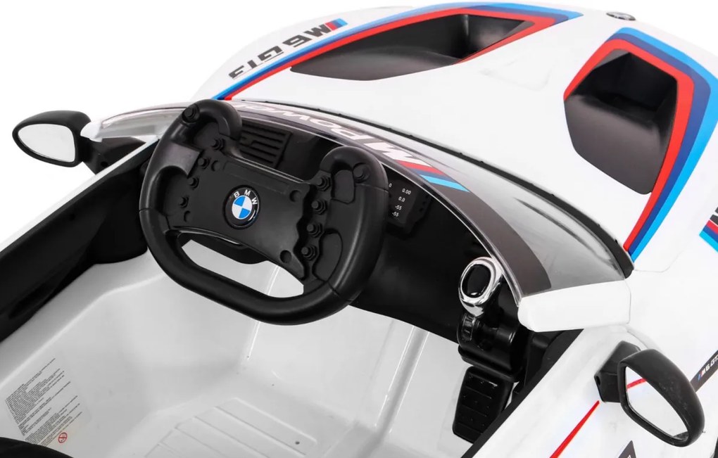 Ramiz BMW M6 GT3 Autíčko na batérie pre deti Biele + Ventilátor + Zvuky MP3 Svetlá + Diaľkové ovládanie