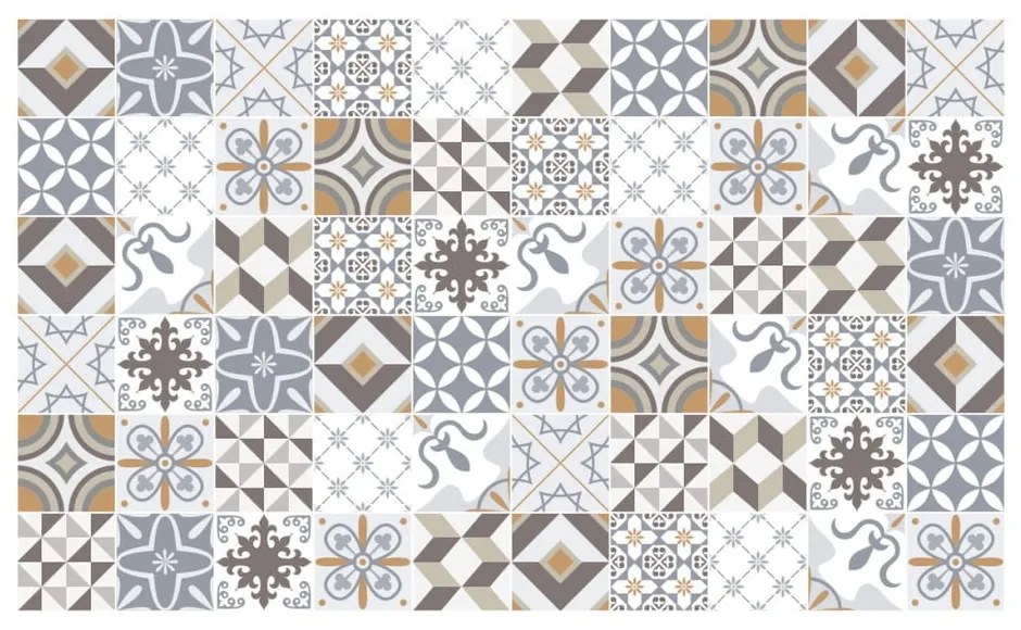 Sada 60 nástenných samolepiek Ambiance Cement Tiles Liliania, 10 x 10 cm