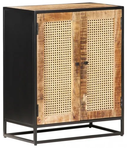 vidaXL Komoda 60x35x75 cm surové mangovníkové drevo a trstina-