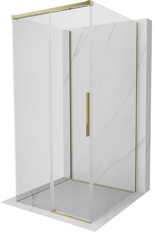 Mexen Rox-3S, 3-stenný sprchový kút 110 x 110 cm, 8mm číre sklo, zlatý profil, 8C2-110-110-50-00-3S