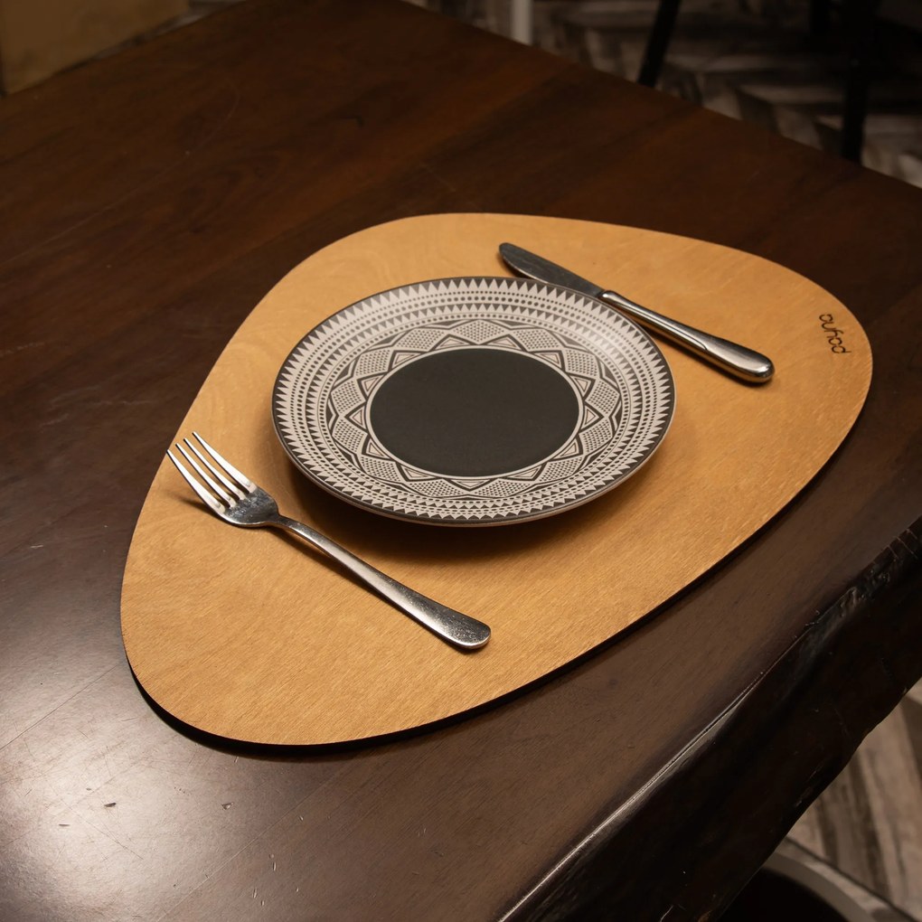 Sada 6 ks dřevěných prostírání WOODY medová