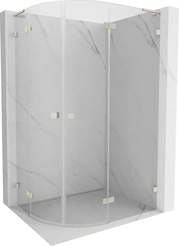 Mexen Lunar, L pravý polkruhový sprchový kút 100 x 90 cm, 8mm číre sklo, oceľový profil, 833L-100P-090L-97-00
