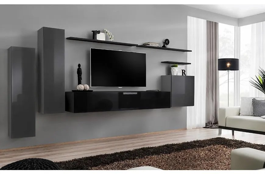 Obývacia stena Switch I Grafit/Čierna