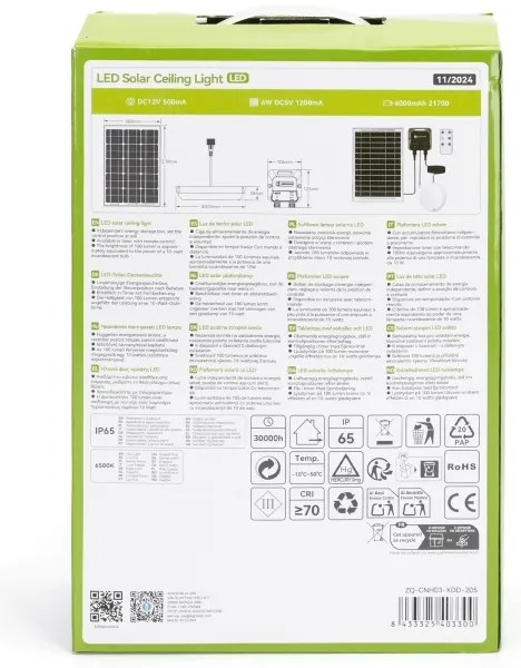 Aigostar - LED Solárne svietidlo LED/70W/12V 6000 mAh 6500K pr. 20,5 cm