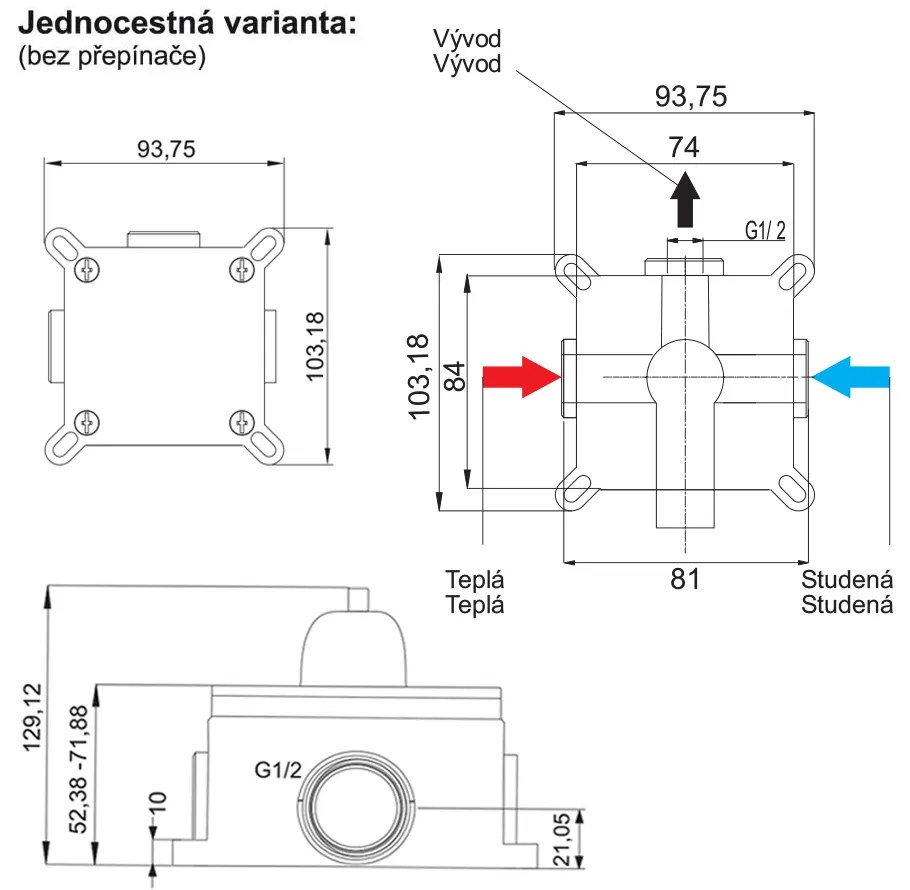 Mereo Mereo, Sprchová podomietková batéria bez prepínača, Mada, Mbox, MER-CBQ60105MC
