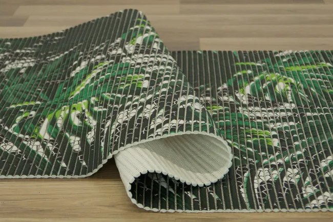 Kúpelňová penová rohož Softy-tex Monstera zelená / čierna