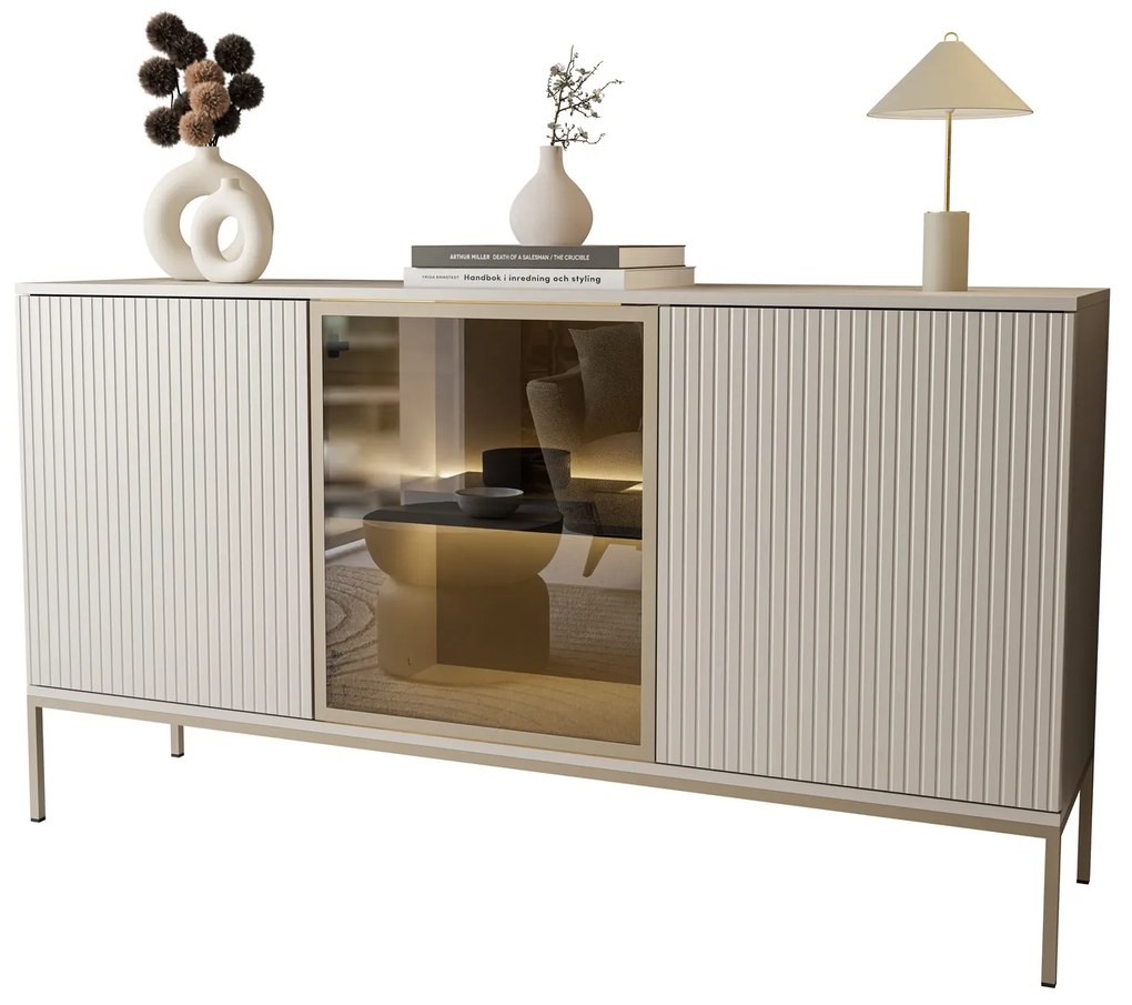 Komoda ADRIENNE s LED osvetlením kašmír 154cm