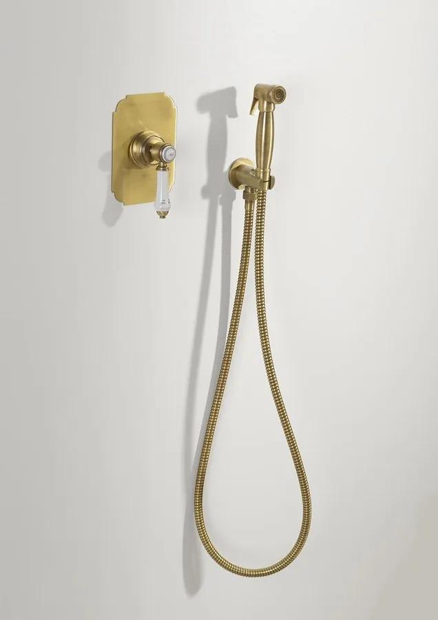Reitano Rubinetteria, Bidetová sprcha retro s hadicou a držiakom sprchy s vyústením, bronz, 9106