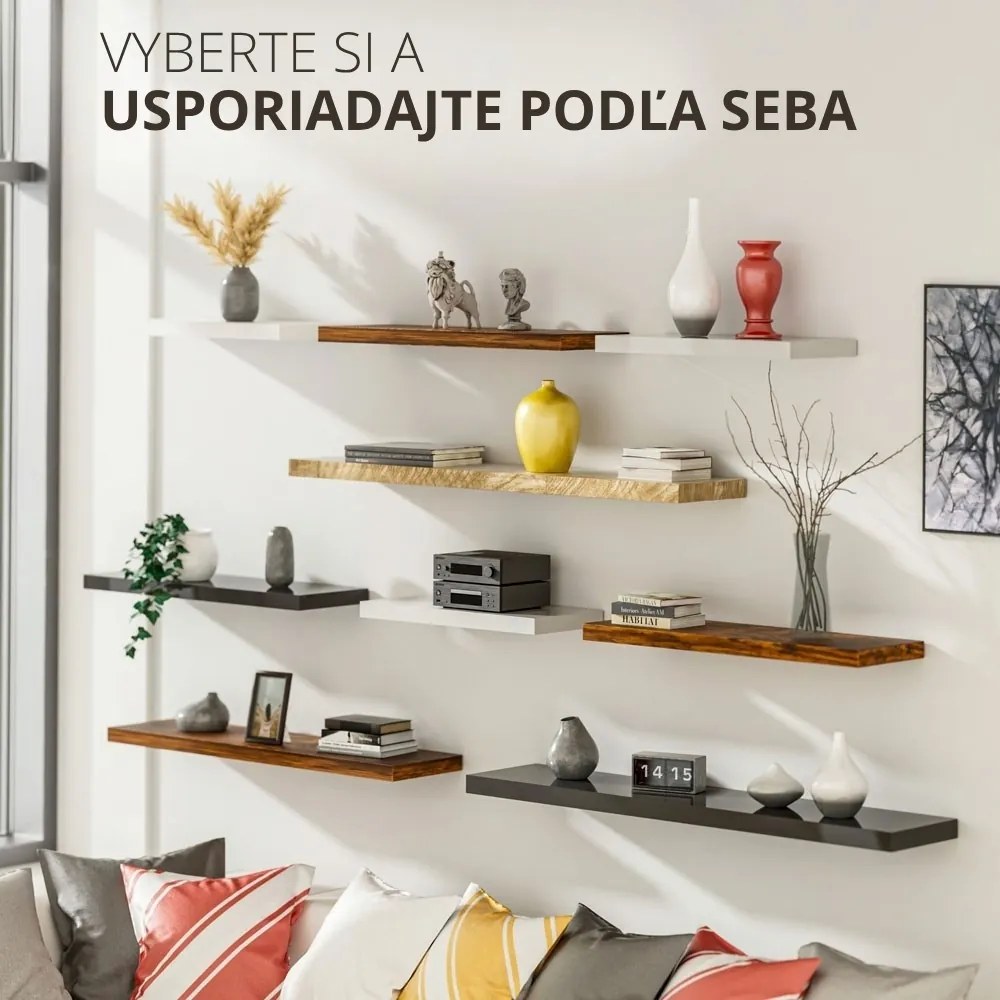 Nástenná polica FIGO + konzola, 110cm, čierna Casaria