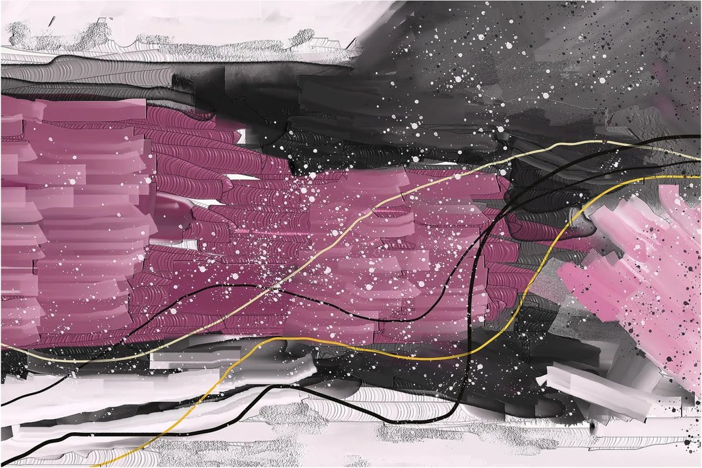Obraz - Ružovo-čierna abstrakcia (90x60 cm)