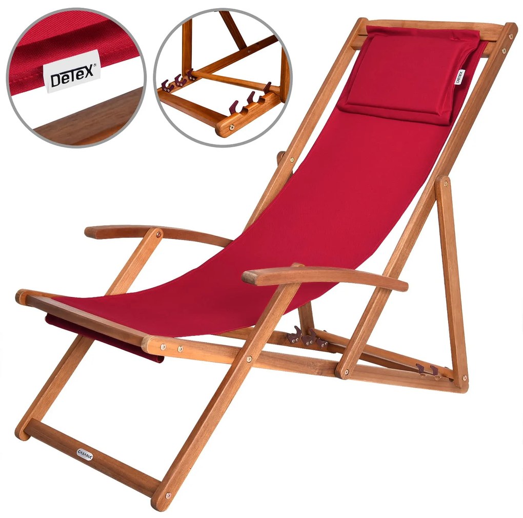 Záhradné lehátko SIENA, 65x87x102cm, červená Casaria