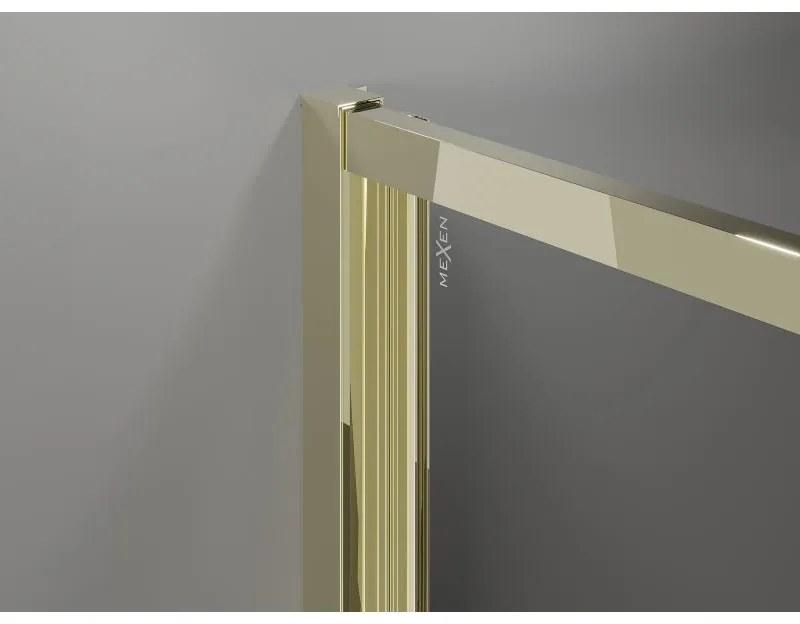 Mexen Exo, skladací sprchový kút 90 x 80 cm, číre sklo, zlatá, 816-090-080-50-00