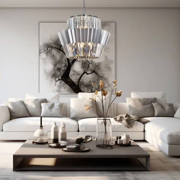 Luster na reťazi DONNA 12xE14/40W/230V pr. 55 cm matný chróm