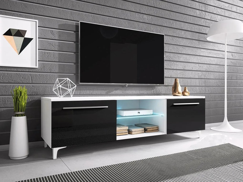 TV stolík Cleo XIII-W, Farby: biela / šedý lesk