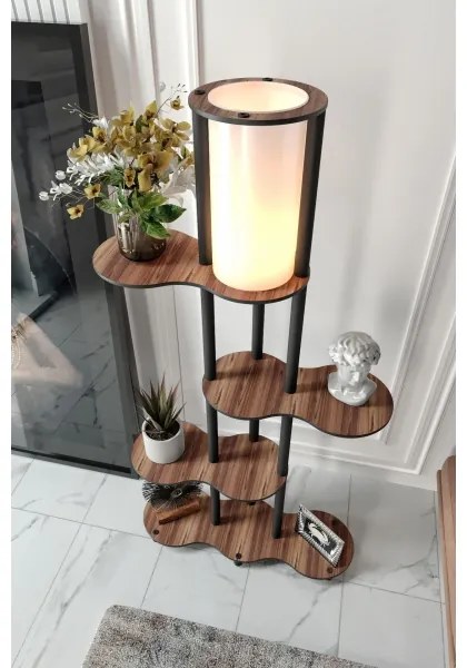 Stojacia lampa s poličkami NOTO 1xE27/40W/230V hnedá/čierna