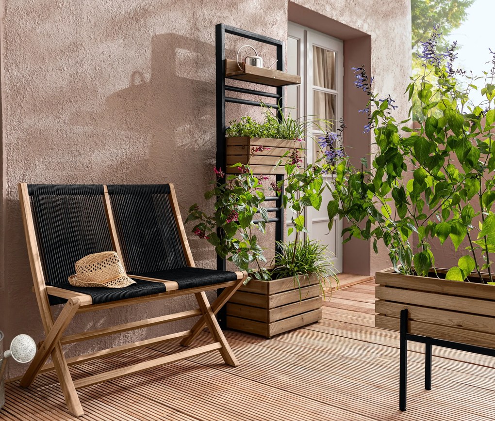 Skladacia záhradná lavička s textilným výpletom