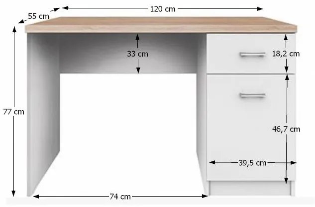 PC stolík Topty Typ 9 - biela / dub sonoma