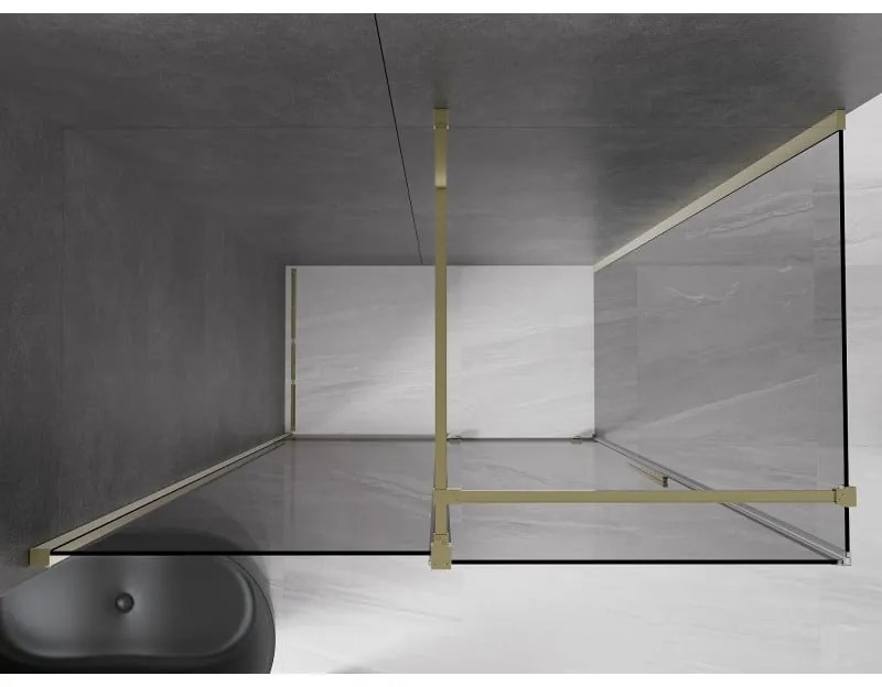 Mexen Velar, sprchový kút s posuvnými dverami 150 x 85 cm, 8mm šedé sklo, zlatá lesklá, 871-150-085-41-50