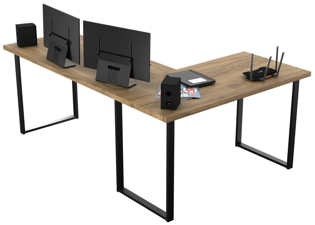 Rohový pc stôl Vintid (dub craft + čierna). Akcia -19%. Vlastná spoľahlivá doprava až k Vám domov. 1054977