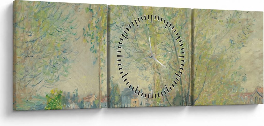 Obraz - Claude Monet, The Willows, reprodukcia (s hodinami) (90x30 cm)