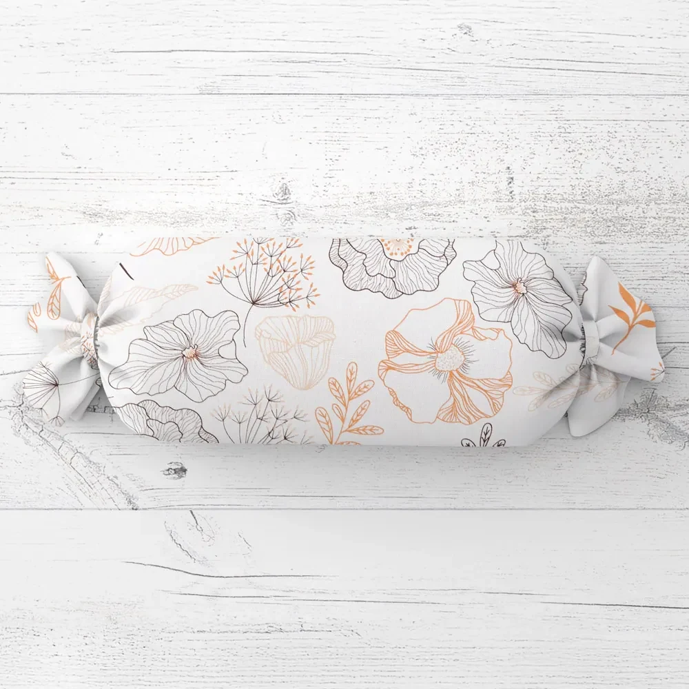 Biante Vankúš valec bonbon Sandra SA-526 Hnedé vlčie maky na bielom 15x60 cm