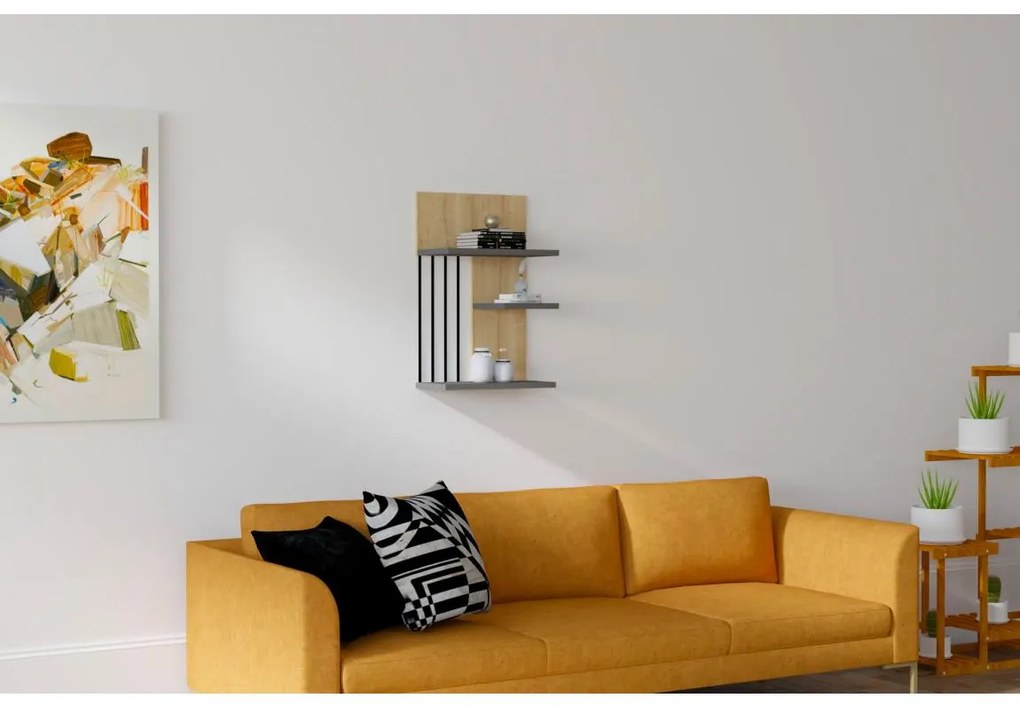 Nástenná polica NEZMA 60x40 cm béžová/antracit