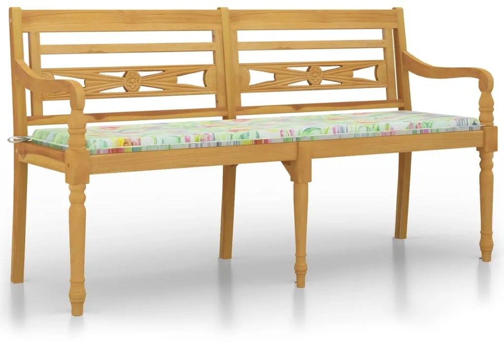 vidaXL Lavička Batavia s listovým vankúšom 150 cm tíkový masív