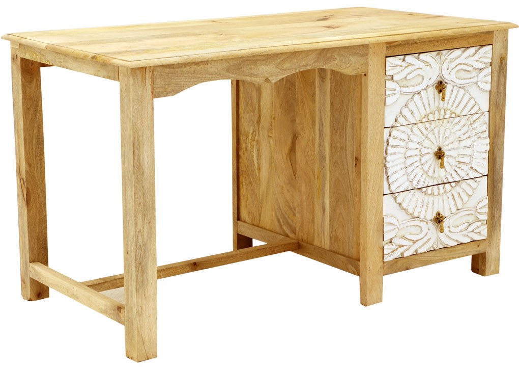 furniture-nabytek.cz - Rustikálny písací stôl z mangového dreva 130x76x70