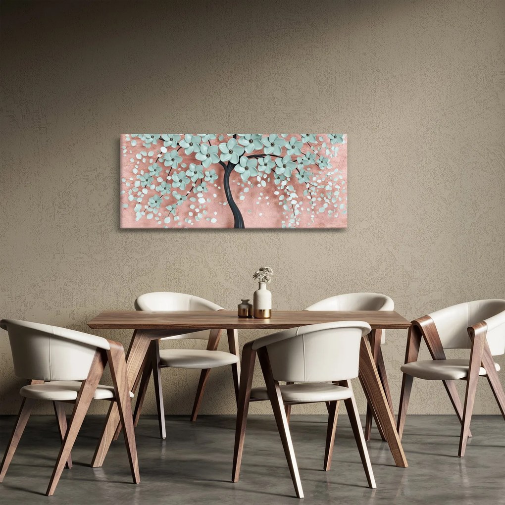 Obraz - Pastelovo modré kvety (120x50 cm)