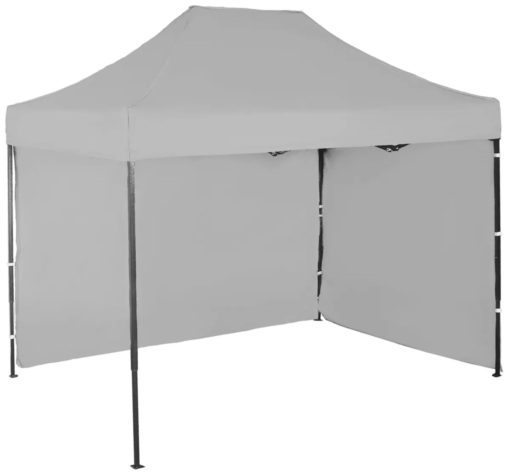 Rýchlorozkladací nožnicový stan 2x3m - oceľový, 2 bočné plachty, Sivá / antracitová