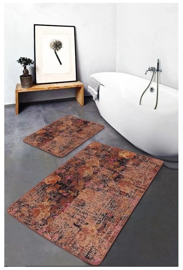 Hnedé zamatové kúpeľňové predložky v súprave 2 ks 60x100 cm – Mila Home