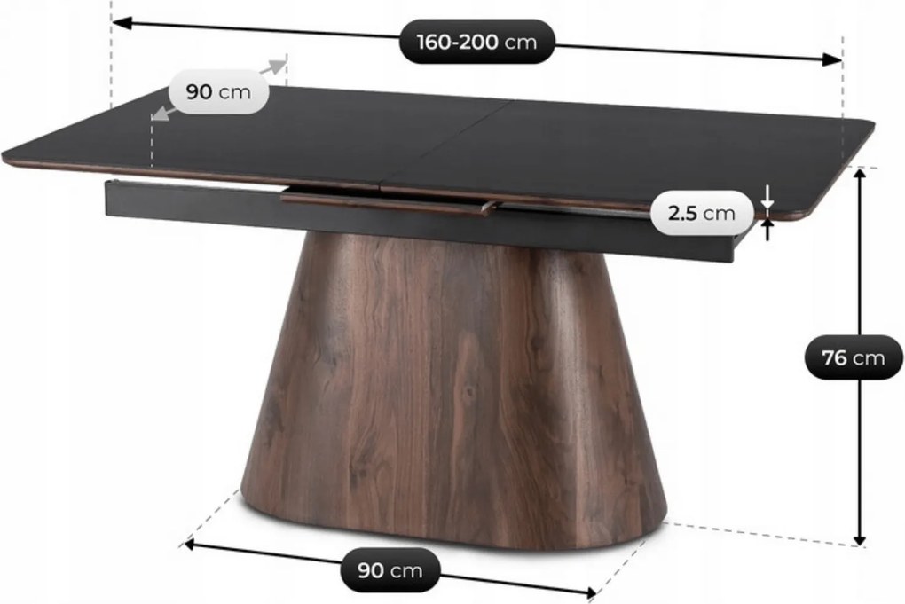 PROXIMA.store - Rozkladací jedálenský stôl LIZBONA FARBA: čierna, konštrukcia: dub