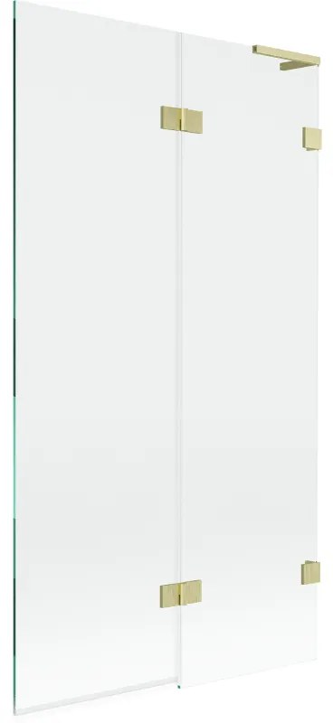 Mexen Lunar L, 2-krídlová vaňová zástena pravá 100 x 150 cm, číre sklo, zlatá matná, 897L-100-100-55-00-P