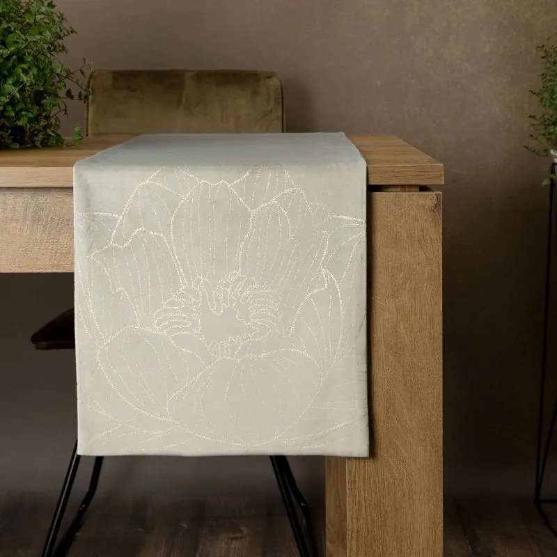 Dekorstudio Elegantný zamatový behúň na stôl BLINK 13 strieborný Rozmer behúňa (šírka x dĺžka): 35x180cm