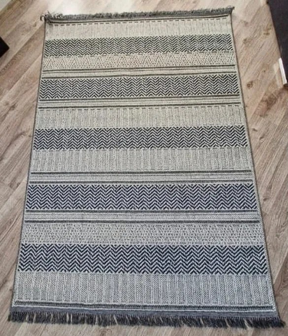 Pruhovaný koberec v boho štýle Boho 878-S – sivo-béžový Rozmer: 160x220 cm