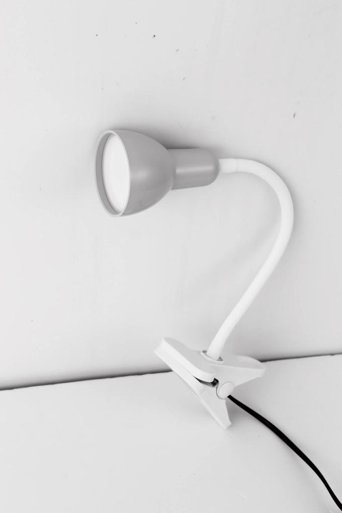 NIPEKO Stolná flexibilná LED lampa s klipom, 5W, teplá biela, 31cm, šedá