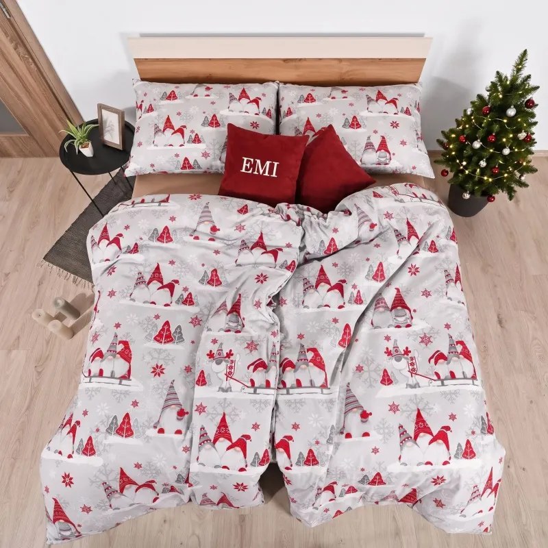 Vianočné obliečky Buddy červené EMI, Štandardný set jednolôžko obsahuje 1x 140x200 + 1x 70x90
