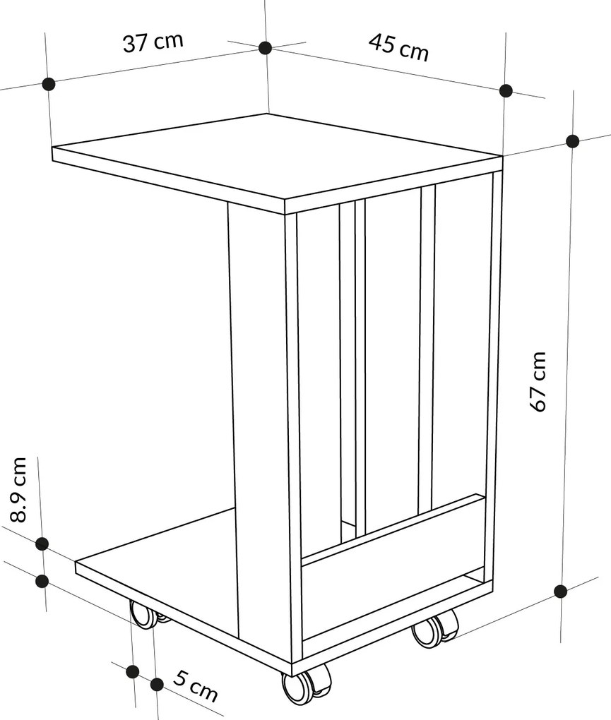 Odkladací stolík Houseland Edi antracitovo sivý