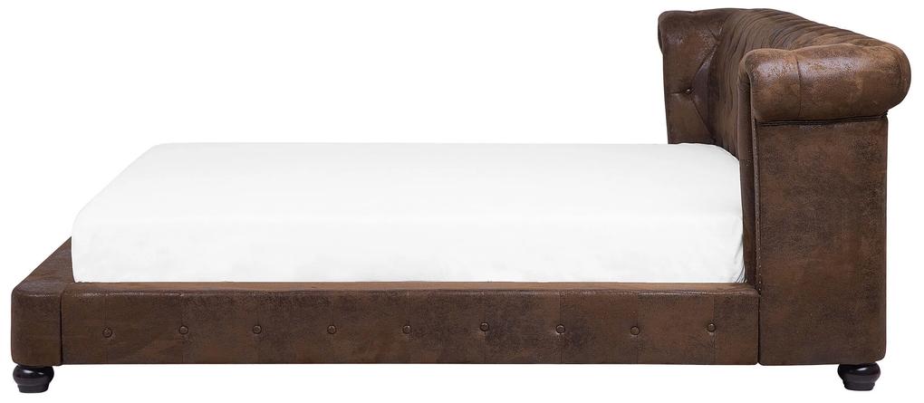 Vodná posteľ z umelého semišu 180 x 200 cm hnedá CAVAILLON Beliani