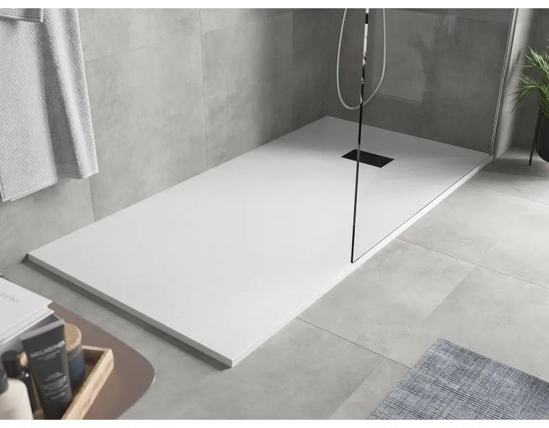 Mexen Hugo, obdĺžniková sprchová vanička SMC 180 x 90 cm, biela, čierna krytka, 42109018-B